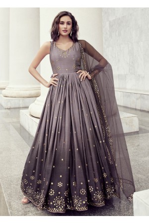 Light Chocalate  Silk Designer Gown 